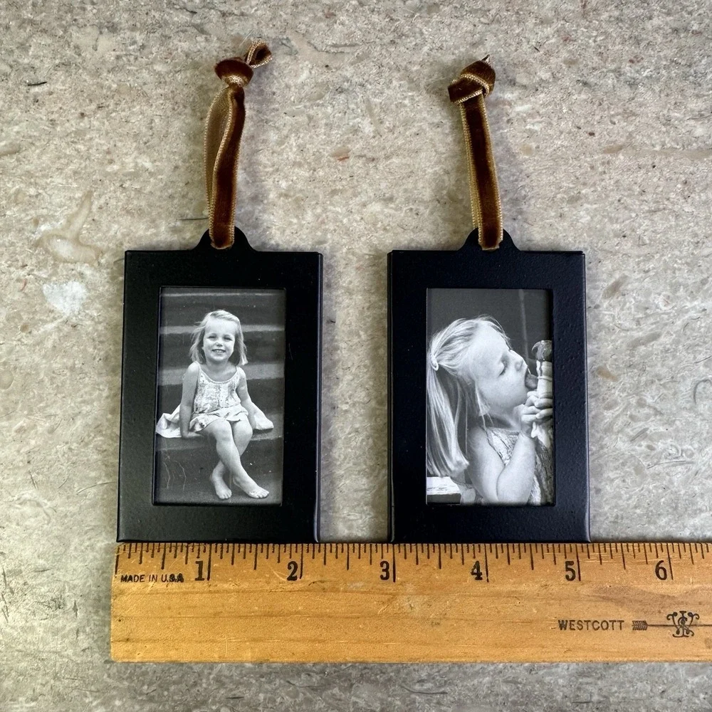 Hanging Picture Frame Ornaments - Set of 8 2X3 Black Hanging Photo Frame
